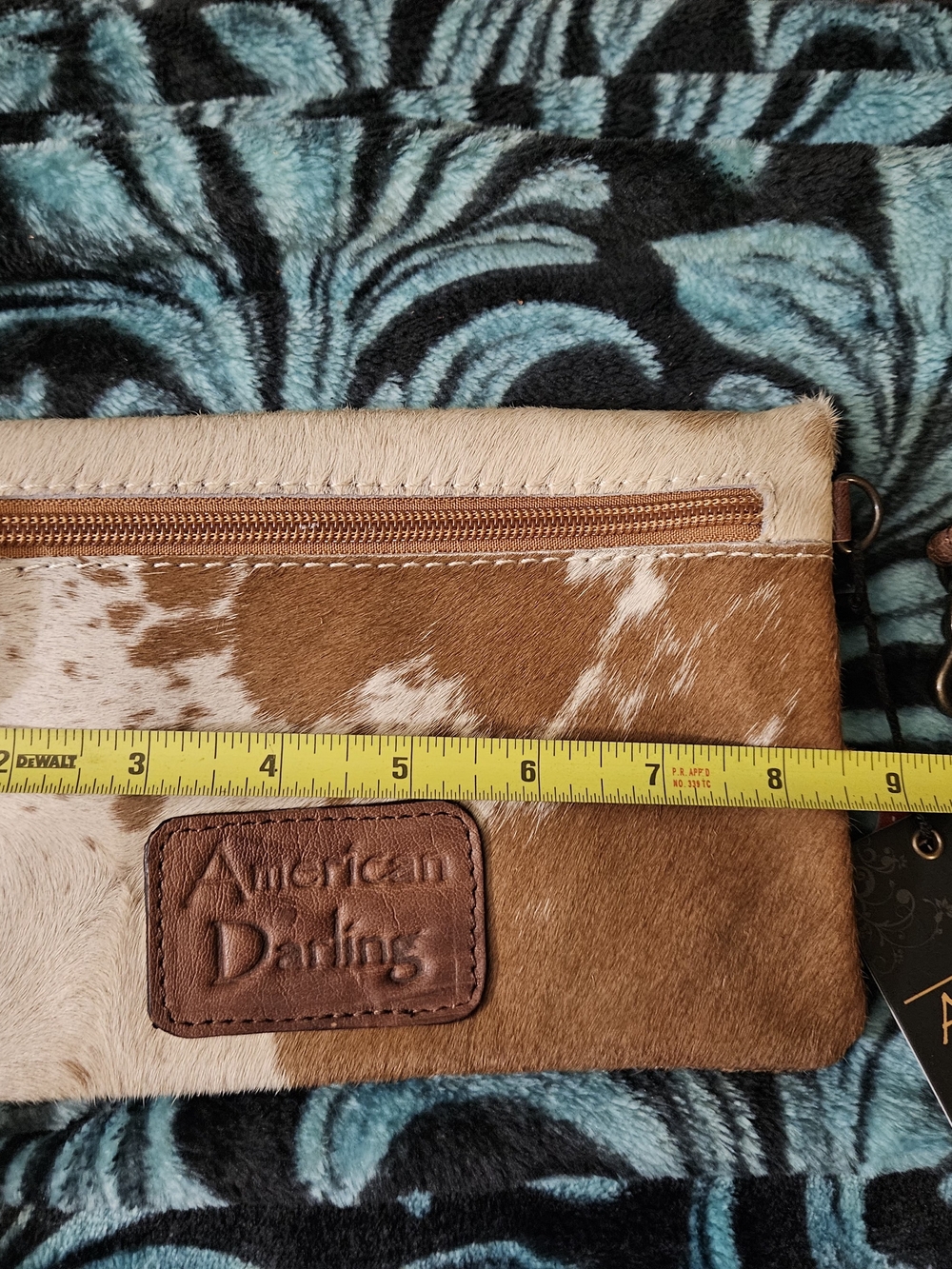 American Darling Brown & Cream Cowhide Wristlet Clutch